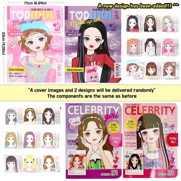 Premium K-Idol Makeup Fashion Sticker Book, Makeup & Hair Design Portfolio Begi